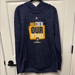 Majestic Milwaukee Brewer Blue Graphic Hoodie